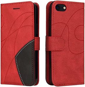 Fatcatparadise Cover per iPhone SE 2020/iPhone 8/7 (4,7 Pollici), Flip Caso in PU Pelle Case Libro Portafoglio Protettiva Custodia con TPU Antiurto,[Kickstand][Slot per Schede][Magnetica] (Rosso)