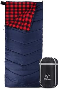 REDCAMP Cotton Lined Sleeping Bag for Adult, Flannel Compact Sleeping Bag for Camping Fishing 3-4 Season Cold Weather Winter, Red, 2lbs