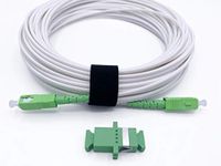 Elfcam® - Fiber Optic Cable Singlemode SC/APC to SC/APC, Delivery with the Coupler for Extending Fiber Optic Cable, Compatible with FTTH Cable, White, 15m / 49.21ft