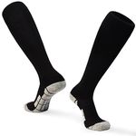 Black White Soccer Socks 2 pairs- Team Sports Athletic Football Knee High Socks for Youth Boys Kids Men Women(Black, Medium)