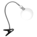 PURElite Clip-on Magnifying Light – Table Lamp & Desk Lamp, Flexible Neck, Natural LED Daylight Bulbs for Reading, Needlework, Sewing, Crafting, Battery Powered, Black,Silver