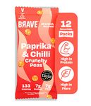 BRAVE Crunchy Peas: Paprika & Chilli - Delicious Healthy Snacks - Vegan - High in Plant Protein & Fibre - Low Calorie - Plant-Based - No Sugar - Box of 12 Packs (35g Each)