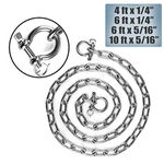 6 Foot Long Stainless Steel Anchor Chain with Advanced Lock Ring Shackles, 1/4" Diameter 316 Stainless Steel Chain with Min. Break Load of 5,200 lbs.