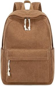 LOIDOU Sac à dos d'écolier pour filles et garçons adolescents Sac à dos léger pour femme pour l'école Imperméable Sac à dos Bookbag Colleg Travail, Cord Coffee