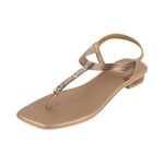 Mochi Women Antic Gold Synthetic Flat Beaded Fashion Sandal UK/6 EU/39 (35-319)