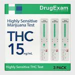 3 Pack - DrugExam Made in USA Most Sensitive Marijuana THC 15 ng/mL Single Panel Drug Test Kit - Marijuana Drug Test with 15 ng/mL Cutoff Level for Detecting Any Form of THC