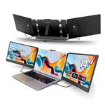 domyfan 14" Laptop Screen Extender, FHD 1080P IPS Triple Portable Monitor for Laptop, HDMI/USB-A/Type-C Plug and Play for Windows, Mac, Android, Chrome,PS5, Work with 13.3"-17" Laptops