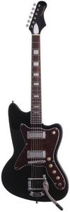 Silvertone 6 String Solid-Body Electric Guitar, Right, Gloss Black, standard (1478BK)