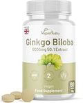 Ginkgo Biloba 6000mg Equivalent Tablets - Ginkgo Extract Memory Supplement for Brain and Focus - Herbal Supplement