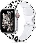 Lerobo Leopard Band Compatible with Apple Watch Bands 40mm 38mm 41mm for Women Men, Silicone Floral Pattern Band for Apple Watch Series 9 8 7 iWatch Series 6 5 4 3 2 1 Ultra 2, Black Leopard S/M