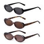 Laurinny 90s Sunglasses for Women Men Retro Oval Sunglasses Glasses, Black+leopard+tortoise Shell, 145mm