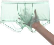 YINYOUYU Mens Ice Silk Boxers Sexy See Through Seamless Trunk Underwear Super Thin Bulge Pouch Boxer Briefs M Green