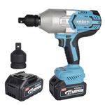 KROST Pro Series 1500NM Torque Cordless Impact Wrench 3/4",Brushless Motor with 3/4"-1/2" Converter Double Li-Ion Batteries, Forward/Reverse Rotation (Cordless Wrench)