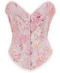 Alivila.Y Fashion Womens Vintage Floral Denim Overbust Corset Bustier Top, Pink Short Torso, 4X-Large