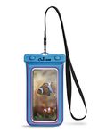 CaliCase Extra Large Waterproof Floating Phone Pouch - IPX8 Waterproof Floating Phone Case with Lanyard for iPhone X-15/ S20-S24/ Pixel 4-8 - Blue Glow in The Dark