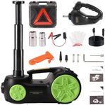 Trihelper Electric Upgraded Hydraulic Car Jack Set – 5 in 1 Vehicle Floor Jack Kit 5 Ton Van Truck Tire Jack Lift with Integrated Tire Pump and Impact Wrench