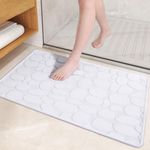 COLOR&GEOMETRY Rubber Backed Bath Mat 40 x 60 cm, Non Slip Thin Bathroom Mat Quick Dry, Machine Washable, Absorbent Bath Mats for Bathroom, Tub and Shower - White