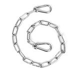 lasuroa Gate Chain Lock, 20 Inch Stainless Steel Gate Link Chain Lock with Both-Ended Carabiners Chain Link Gate Latches for Outdoor Fences, Pet Cages, Horse Goat Cow Corral Supplies