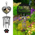 Banberry Designs Pet Memorial Garden Stake - Pet Memorial Wind Chimes - Paw Prints on My Heart - Dog Memorial Gift - Cat Memorial Gift - Pet Sympathy Gifts - Pet Remembrance Gifts - Pet Bereavement