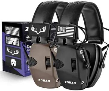 ZOHAN Electronic Shooting Earmuffs with Patches, 2Pack Hearing Protection for Shooters, NRR 23dB Noise Reduction, Gun Range Ear Protection Headphones(Black+Brown)