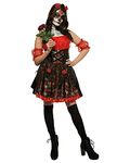 Rubie's Official Day of the Dead Red Rose Ladies Costume, Adult Halloween Dress Up, Ladies Size Small UK 8-10