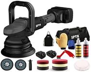 SPTA Cordless Car Polisher, 20V, 2500-4500RPM, Variable Speed, Battery Powered, with 2 Batteries, Charging Station, for Vehicles, Boats, Tiles, Metals