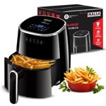 Inalsa Air Fryer For Home|5.5 L Capacity|1600 W With Smart Aircrisp Technology|Quick Heat Circulation|4-In-1 Appliance With 8 Preset Menu & Digital Display,Tasty Fry 5.5, Black