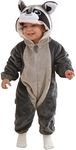 DarkCom Unisex Baby Animal Onesie Toddler Hooded Romper Halloween Cosplay Grey Raccoon Costumes Kids' Christmas Gifts 12-15 Months