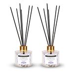 Soul & Scents Lavender Reed Diffuser Set|Free 6 Fiber Reed Sticks with Each|Toxin Free & Stress Relief|Long Lasting|Smoke Less Room Freshener for Home, Bedroom|Pack of 2-120ml Each