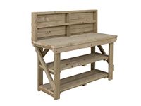 Workbench With Double Shelf and Back Panel Indoor / Outdoor - Pressure Treated - Heavy Duty - Handmade Garage Workshop Work Table (4ft)