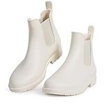 Women Rain boots Waterproof Ankle Garden Shoes Anti-slip Chelsea Booties White 5.5 B(M) US