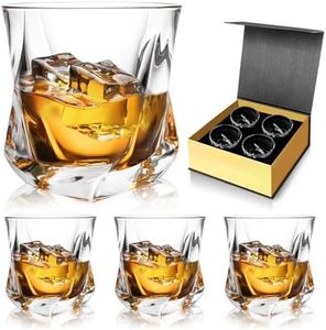 YUFDA Whiskey Glasses, 7 oz Bourbon Glasses Set of 4 Square Bottom, Old Fashioned Glass for Drinking Cocktail Scotch Cognac, Luxury Whiskey Gifts for Men Rocks Glasses