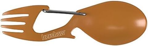 Kershaw’s Orange Ration (1140OR); Multi-Tool with Fork, Spoon and Bottle Opener; Carabiner Gate Clips for Secure Carry; 3CR13 Stainless Steel with Scratch Resistant Food-Safe Coating; 1.3 oz.