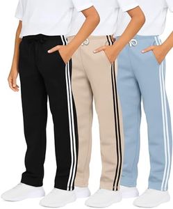 3 Pack Boys Girls Athletic Pants Sweatpants Active Kids Teen Open Bottom Fleece Youth Training Pajama Warm Performance Workout Activewear Winter Warm Running Quick Dry Dri Fit-Set 9,Large(12-14)