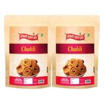 OKHLI MUSAL BR& Kerala Special Chakli Snacks|Organic Peri Peri Chakli Snack|Murukku Delicious Chrunchy Namkeen & Snacks, Ready to Eat Snacks Cholesterol Free No Trans Fats No Preservatives-350g*2Pack