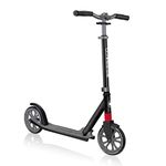 Globber NL 500-205 2-Big Wheel Quick Folding Kick Scooter - Reflective and Adjustable Height T-Bar - Comfort Handlebar Grips - for Kids 8+, Teens, and Adults - Black & Grey