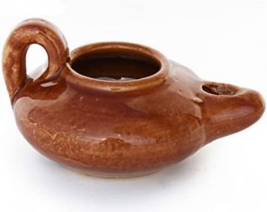 Herodian - Biblical Replica Ancient Glazed - Oil LAMP from Jesus Period and Flask of Olive Oil from Bethlehem in Sackcloth Gift Bag & Certificate of Authenticity Hanukkah-Judaica/Christian Gift