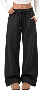 Trendy Queen Wide Leg Sweatpants Women Baggy Sweat Pants Black L