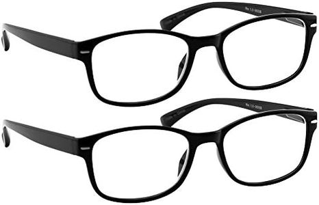 Reading Glasses 2 Pack Black Always Have a Timeless Look, Crystal Clear Vision, Comfort Fit with Sure-Flex Spring Hinge Arms