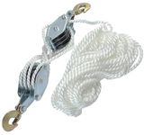 4000LB 65 Feet Rope Hoist Pulley Heavy Duty 2 Ton Wheel Block and Tackle System 7:1 Ratio Lifting Power