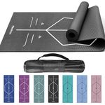 PROIRON Yoga Mats for Women with Alignment and Carrying Bag, Exercise Fitness Mat 4mm Thick Foam Non-Slip Training Matt for Home Gym Kids Workout Mats 173 x 61 x 0.4 cm - Black