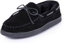 Minnetonka Men's Pile Lined Hardsole Slipper, Black, 8.5 M US