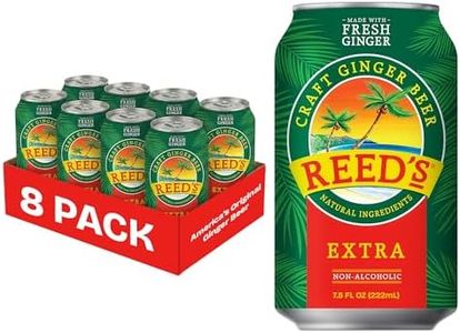 Reed's Extra Ginger Beer, Pack of 8 (7.5 fl oz Can each) - Non-Alcoholic Jamaican Real Sugar Brew Made w/ Fresh Organic Ginger Root - Ideal for Moscow Mule, Cocktails & Mocktails - No Artificial Flavors