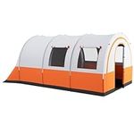 Outsunny 5-6 Man Camping Tent, 3000mm Waterproof Family Tent Shelter with Living and Bedroom, Easy Setup with Carry Bag, Cream and Orange