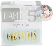 Baby Aspen My First Milestone Age Blocks, White/Grey/Mint/Gold