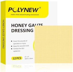 Polynew Manuka Honey Gauze Dressing, 12 Individual Pack, 4"x4" Patches, Manuka Honey Wound Care Gauze, for Cuts, Scald and Burns for Wound Healing Dressing