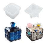 DeryArcle Storage Box Resin Mold with Lid, Faceted Cube Jar Silicone Molds, Jewelry Storage Epoxy Resin Mould Trinket Container Casting Moulds for DIY Pen Holder Ring Necklace Candy Organizer Decor