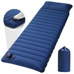 Vzzeport Self Camping Mat, Inflatable Sleeping Pad with Pillow Camping Mattress Pad with Foot Pump Inside Waterproof Sleeping Mat for Car Camping Tent Backpacking, Blue