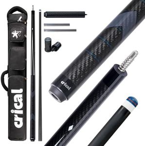 CRICAL Carbon Fiber Pool Cue Stick 58" Billiard Cue Sticks Professional Low Deflection Pool Sticks Set with 12.5mm Tip and Cue Case