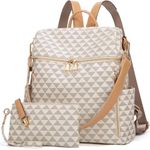 Makes Women's Fashion Leather Anti-theft Rucksack Travel Handbags and Purses Bags (Beige, Large) - 2 Pieces